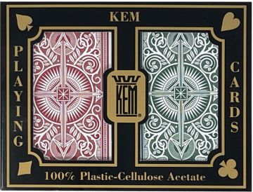 Kem Arrow Playing Cards: Red & Greem Bridge Size, Regular Index 2-Deck Set